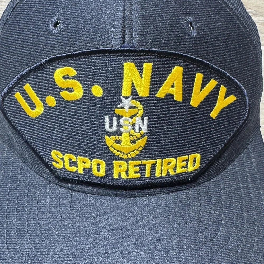 U.S. Navy Hat Cap Snap Back One‎ Size Black SCPO Retired Eagle Crest Patch Mens